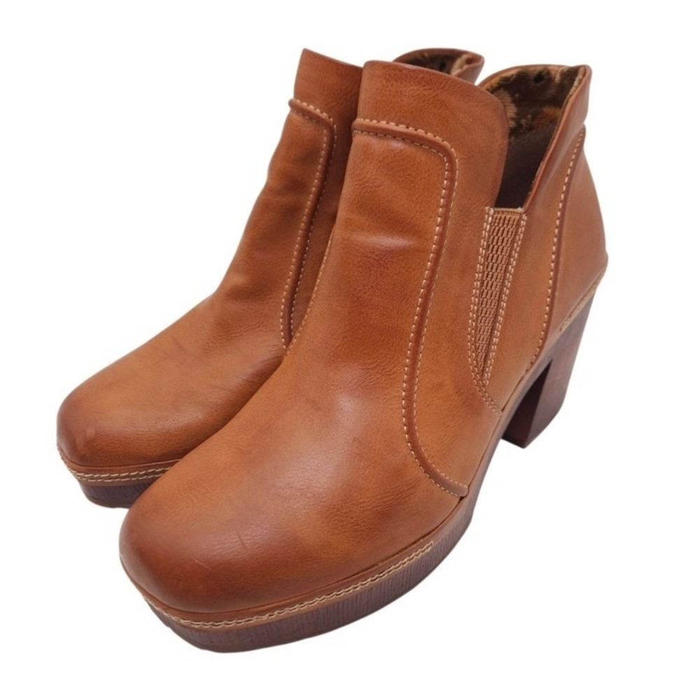 Korks Robin Clog Bootie Brown Platform Heeled Boots Sz 6.5 Western Rockabilly